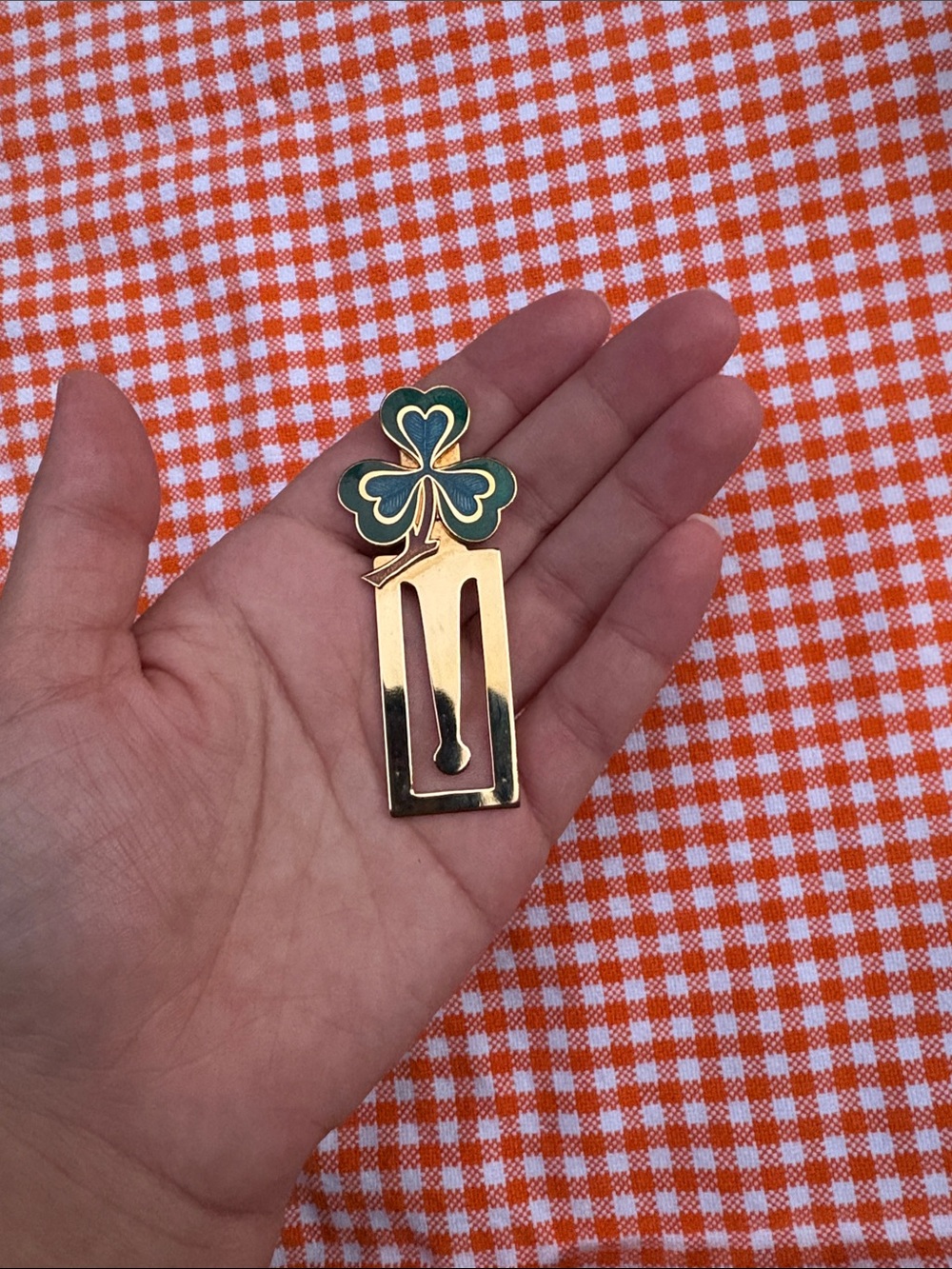 Gold and Green Clover Clip Bookmark
